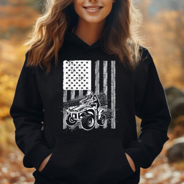 Cool ATV For Men Women Quad Racing Squad USA Flag 4 Wheeler Unisex Hoodie