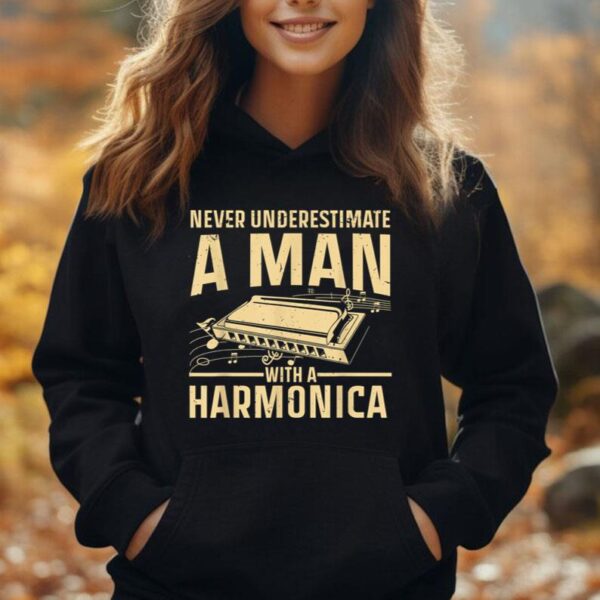 Cool Harmonica Art For Men Boys Harmonica Player Instrument Unisex Hoodie