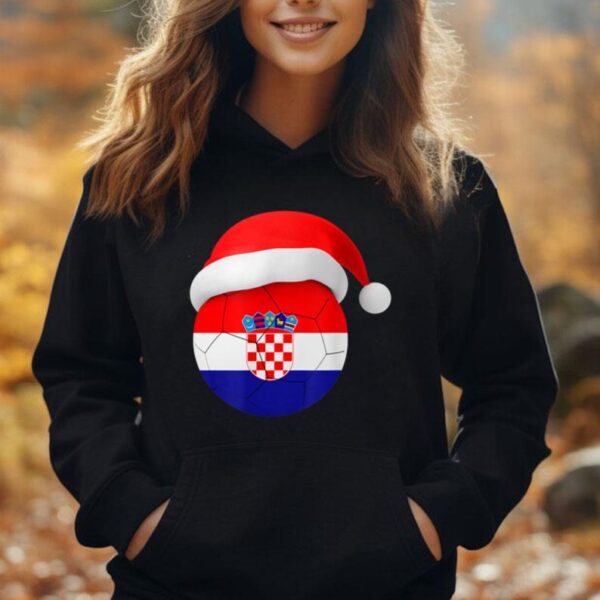 Croatia Soccer Shirt Santa Hat Croatian Flag Soccer Ball Unisex Hoodie