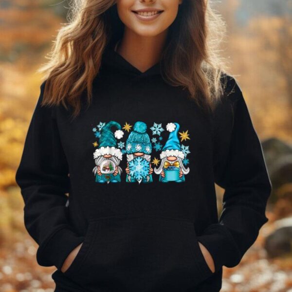 Cute Blue Gnomes Christmas Snowflakes Xmas Gnome Lover Unisex Hoodie