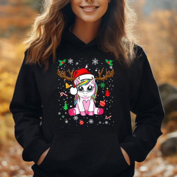 Cute Christmas Shirt Girls Women Xmas Unicorn Deer Christmas Unisex Hoodie