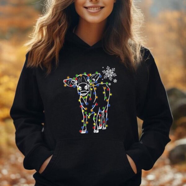 Cute Cow Christmas Lights Snow Lover Family Pajama Gifts Unisex Hoodie