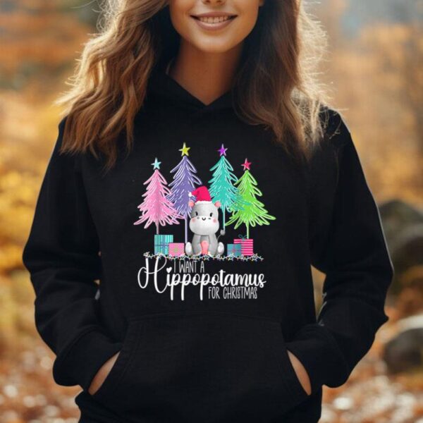 Cute Funny I Want A Hippopotamus For Christmas Hippo Xmas Unisex Hoodie