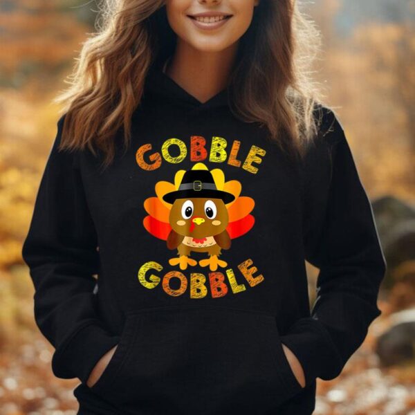 Cute Gobble Gobble Turkey Pilgrim Little Boys Thanksgiving Unisex Hoodie