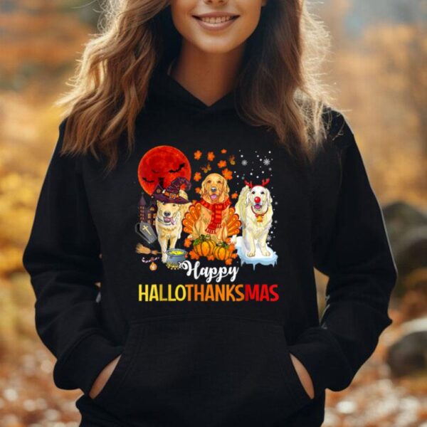 Cute Golden Retriever Happy Hallothanksmas Halloween Xmas Unisex Hoodie