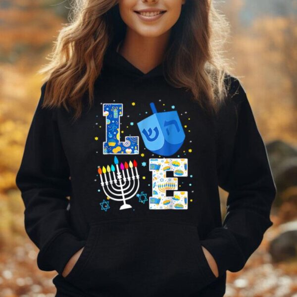 Cute LOVE Hanukkah Decorations Dreidel Menorah Chanukah Unisex Hoodie