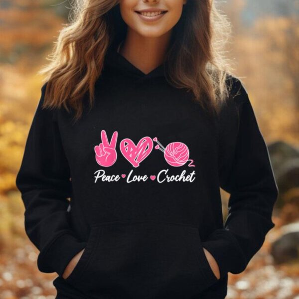 Cute Peace Love Crochet Tee Funny Crocheting Knitters Women Unisex Hoodie