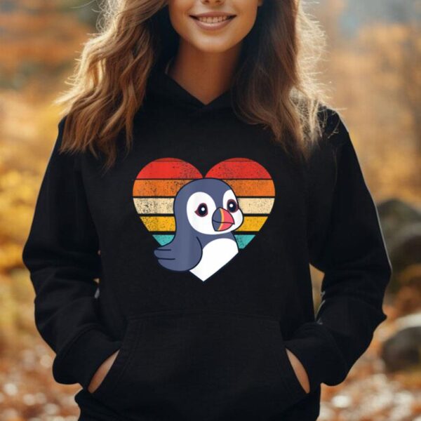 Cute Puffin Design Retro Heart Shape Vintage Unisex Hoodie