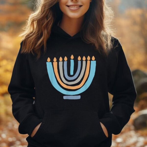 Cute Rainbow Menorah Happy Hanukkah Tee Gifts For Women Kids Unisex Hoodie