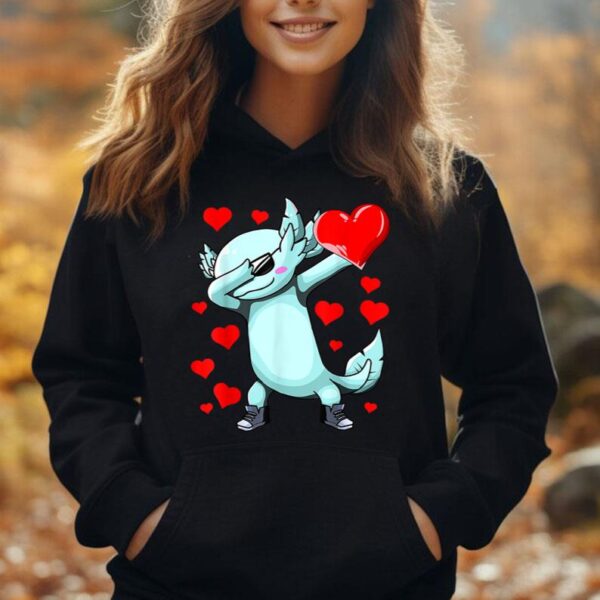 Dabbing Axolotl Heart Valentines Day As Girls Boys Kids Unisex Hoodie