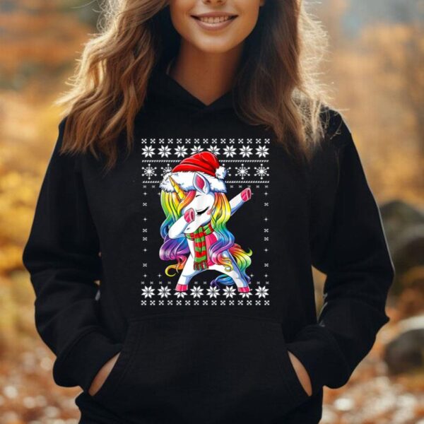 Dabbing Unicorn Santa Sweater Christmas Ugly Kids Girls Unisex Hoodie