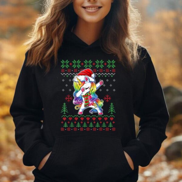 Dabbing Unicorn Santa Sweater Christmas Ugly Unisex Hoodie