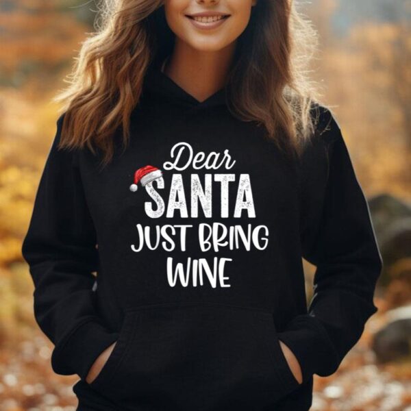 Dear Santa Just Bring Wine Funny Christmas Matching Family Unisex Hoodie