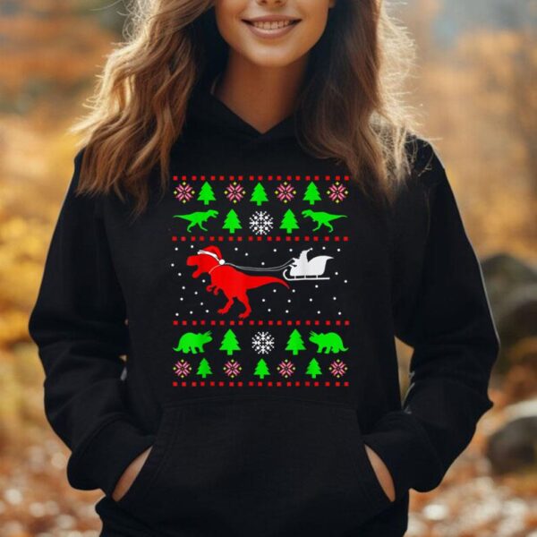 Dinosaur Ugly Christmas Sweater Toddler Kids Boy Xmas T Rex Unisex Hoodie