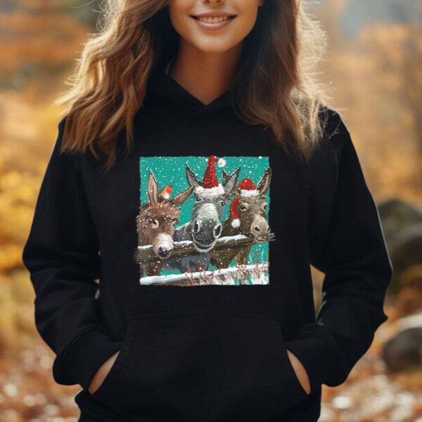 Donkey Santa Hat Donkey Lover Cute Donkey Christmas Unisex Hoodie