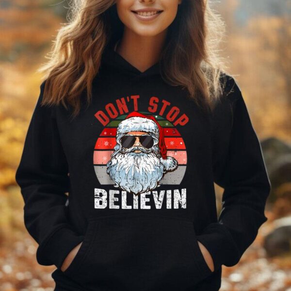 Don't Stop Believin Santa Funny Christmas Boys Kids Women Unisex Hoodie