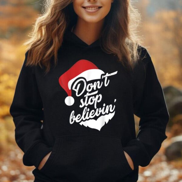 Don't Stop Believing Santa Christmas Matching Family Pajamas Unisex Hoodie