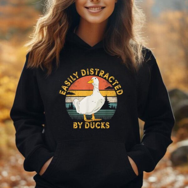 Duck - Retro Vintage Easily Distracted By Ducks Unisex Hoodie