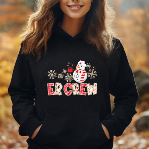 ER Crew Nurse Christmas Snowman Emergency Room Scrub Top Unisex Hoodie