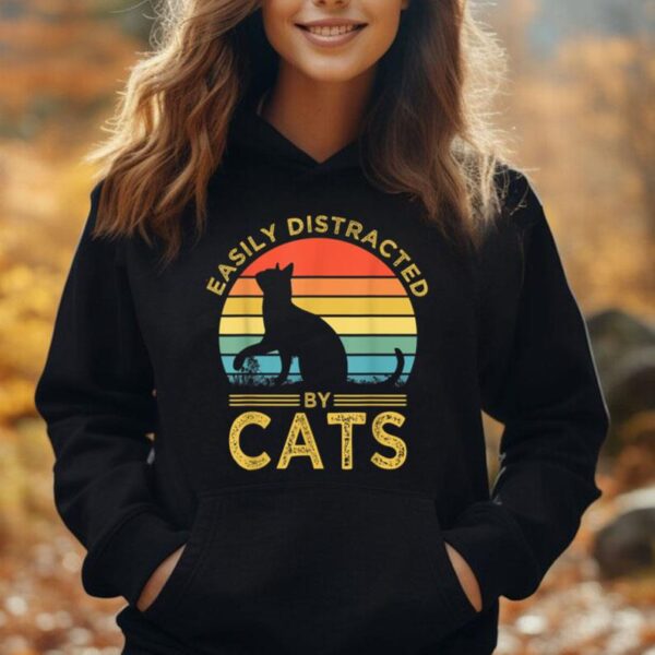 Easily Distracted By Cats Vintage Funny Cats Unisex Hoodie