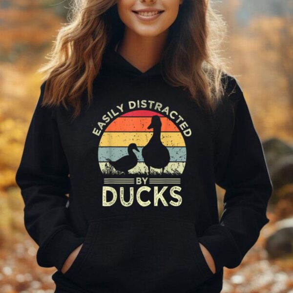 Easily Distracted By Ducks Funny Vintage Duck Lover Unisex Hoodie