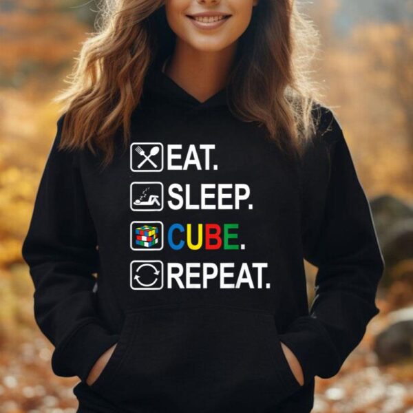 Eat Sleep Cube Repeat Funny Competitive Puzzle Speedcubing Unisex Hoodie