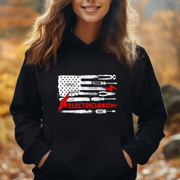 Electrician Patriotic American Flag Electrician Gift Unisex Hoodie