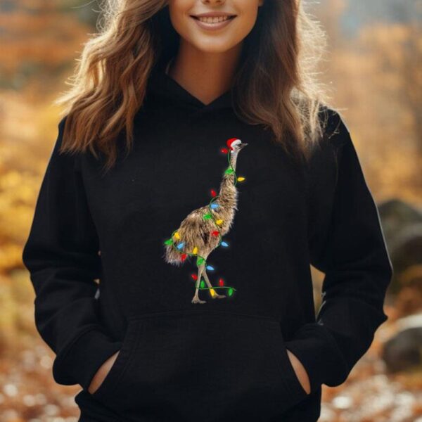 Emu Bird Xmas Lighting Holiday Santa Emu Christmas Unisex Hoodie