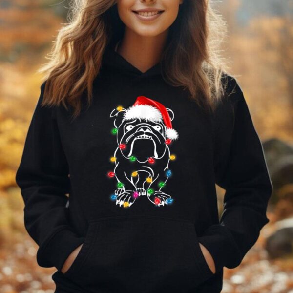 English Bulldog Dog Lights Christmas Matching Family Unisex Hoodie