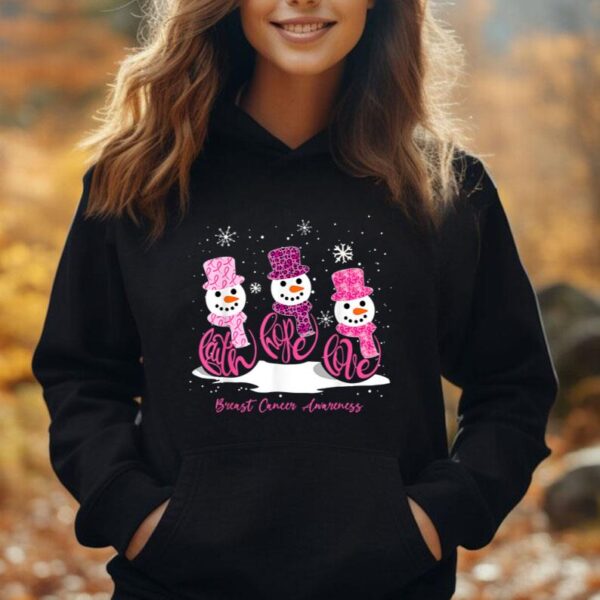 Faith Hope Love Breast Cancer Awareness Christmas Snowman Unisex Hoodie