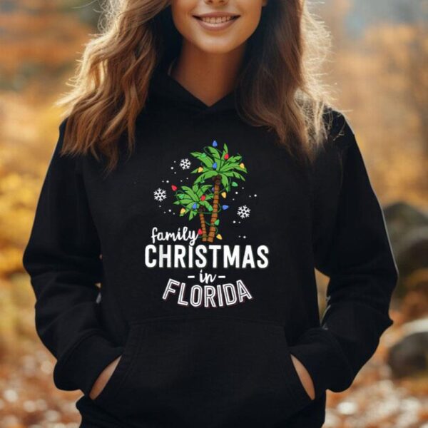 Family Christmas In Florida Palm Trees Xmas Beach Vacation Unisex Hoodie