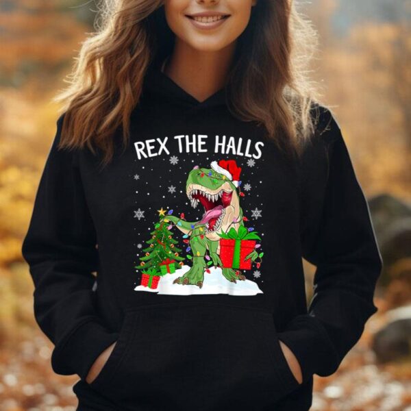 Family Matching Boys Kids Rex The Halls Dinosaur Christmas Unisex Hoodie