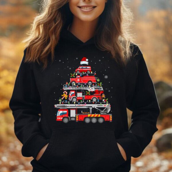 Firefighter Fire Truck Christmas Tree Lights Santa Fireman Unisex Hoodie