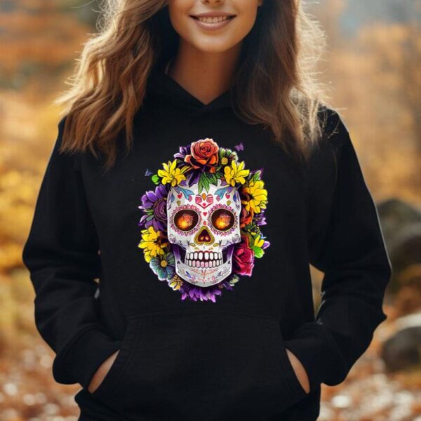 Floral Sugar Skull Day of the Dead Dia De Muertos Women Unisex Hoodie