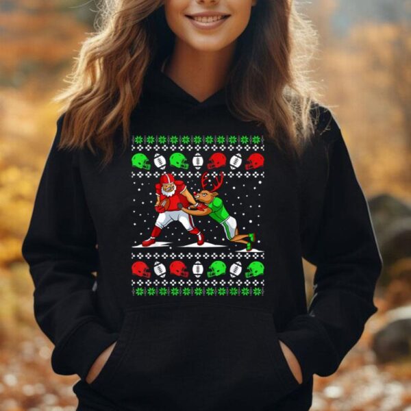 Football Player Reindeer Ugly Christmas Pajama Funny X-Mas Unisex Hoodie