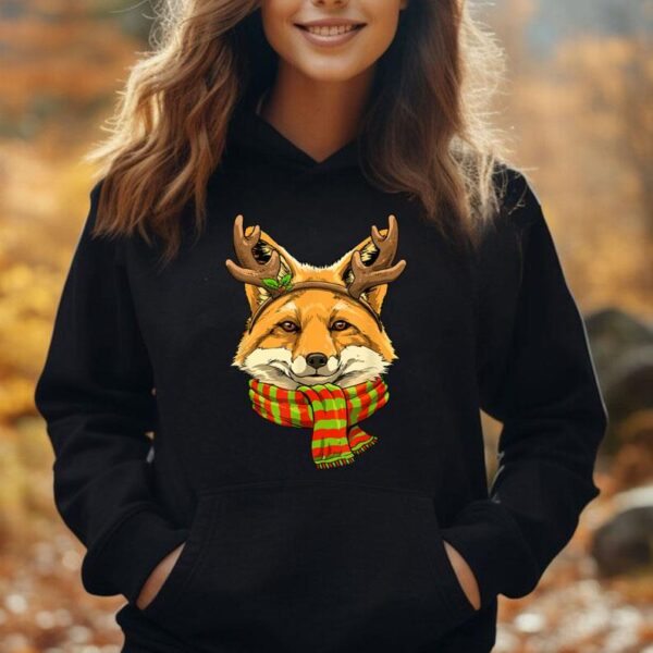 Fox Christmas Santa Clause Reindeer Xmas Holiday Fox Lover Unisex Hoodie