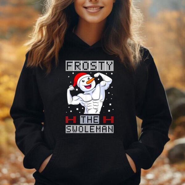 Frosty the Swoleman bodybuilder snowman Ugly Christmas Unisex Hoodie