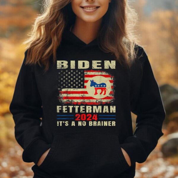 Funny Biden Fetterman 2024 It's a No Brainer Humor Political Unisex Hoodie