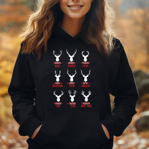 Funny Christmas Santa Reindeer List Pajamas for Deer Hunters Unisex Hoodie