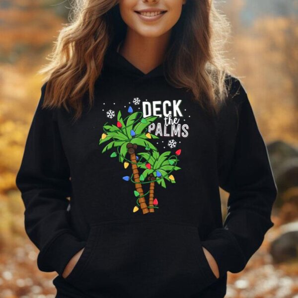 Funny Deck The Palms Tropical Christmas Palm Tree Lights Unisex Hoodie