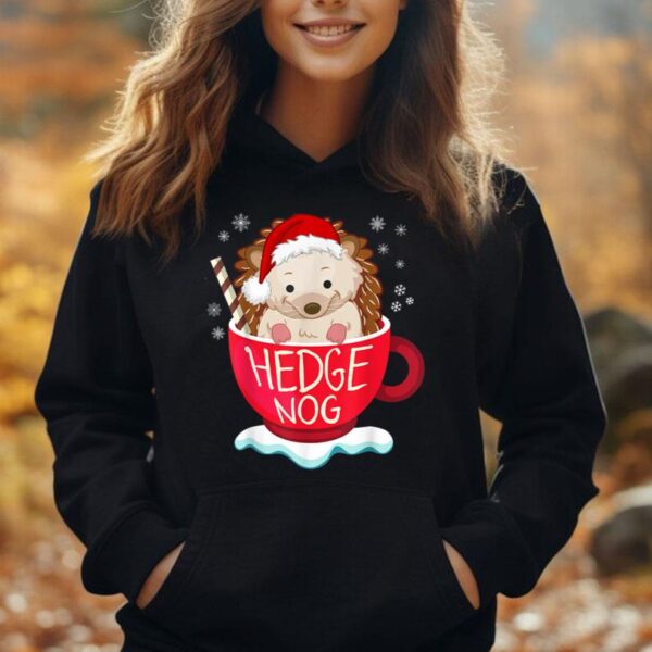 Funny Eggnog Cute Santa Hat Hedgehog Christmas Pajama Unisex Hoodie