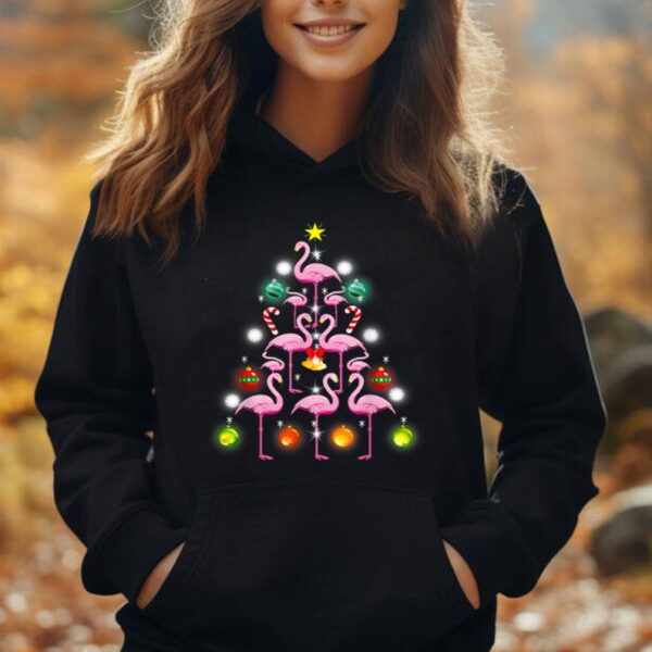 Funny Flamingo Christmas Tree Cute Flamingos Xmas Girls Teen Unisex Hoodie