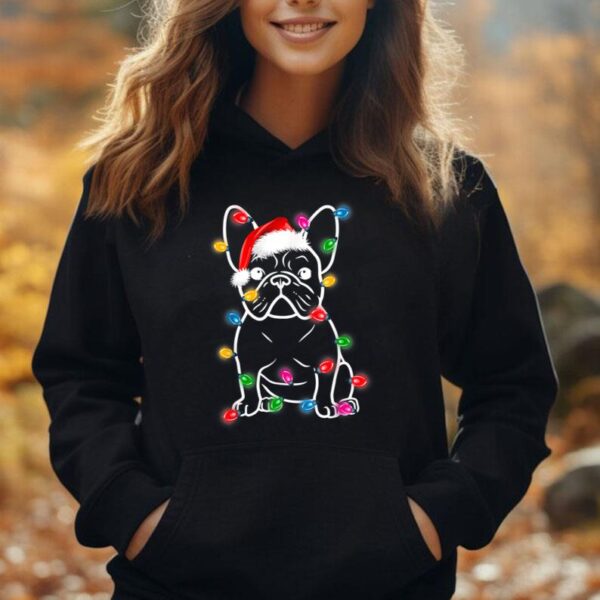 Funny French Bulldog Dog Tree Christmas Lights Xmas Pajama Unisex Hoodie