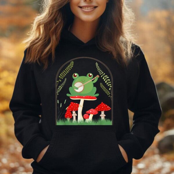 Funny Frog Shirt Mushroom Lovers Cottagecore Music Lovers Unisex Hoodie