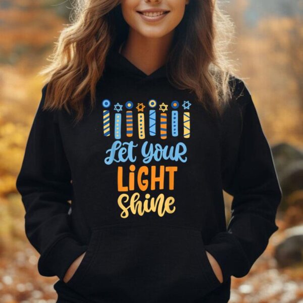 Funny Hanukkah Let Your Light Shine Menorah Adults Kids Unisex Hoodie