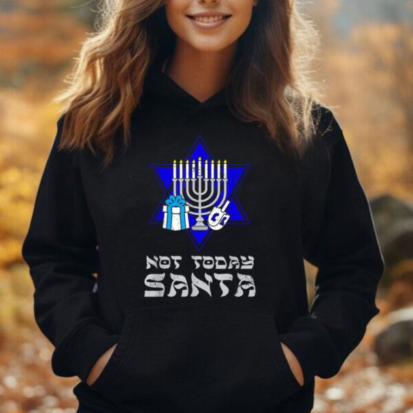 Funny Hanukkah Not Today Santa Jewish Chanukah Menorah Unisex Hoodie