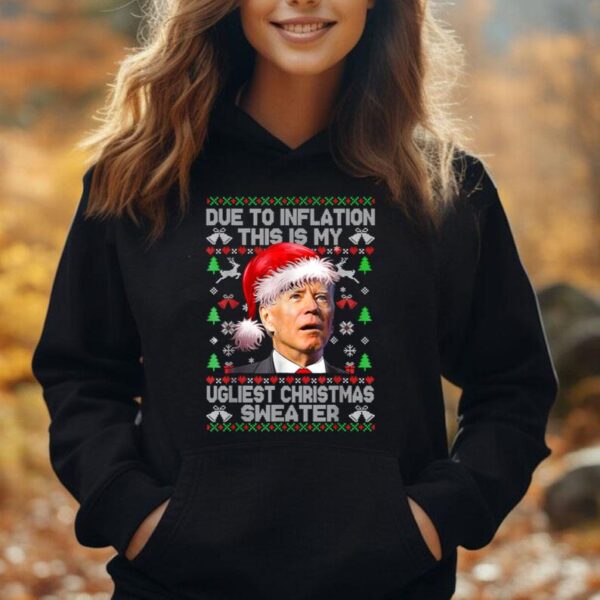 Funny Joe Biden Due to Inflation Ugly Christmas Sweaters Unisex Hoodie