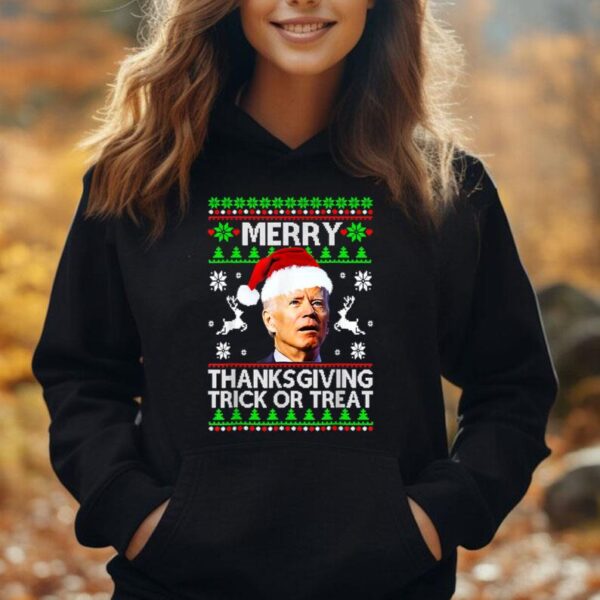 Funny Joe Biden Merry Thanksgiving Trick Or Treat Unisex Hoodie