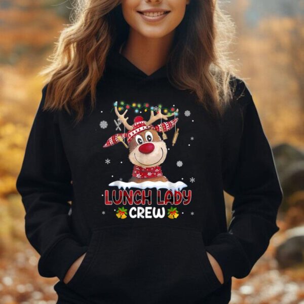 Funny Lunch Lady Crew Reindeer Christmas Light Family Pajama Unisex Hoodie