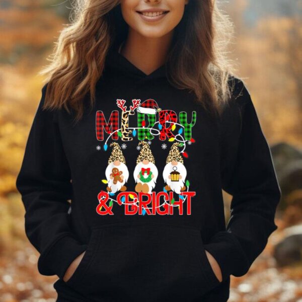 Funny Merry And Bright Christmas Lights Xmas Holiday Gnomes Unisex Hoodie